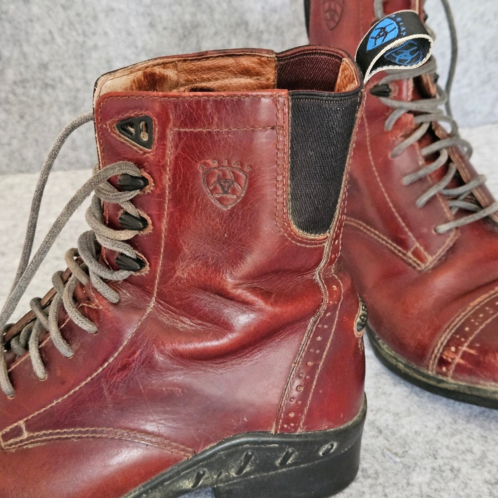 Ariat Heritage Paddock Boots Womens 7B Burgundy Leather Lace Up Cap Toe - Picture 10 of 11